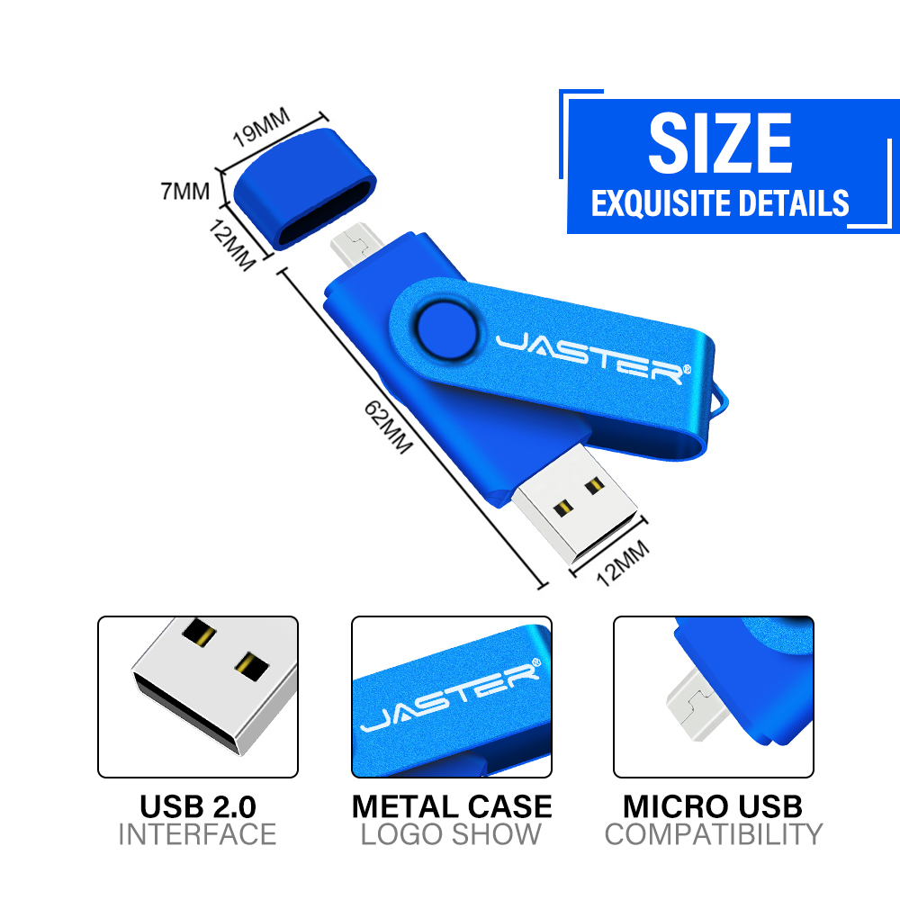 New JASTER OTG USB Flash Drive 128GB 64GB 32GB 16GB for Android Tablet PC USB 2.0 Pendrive High Speed Pen Drive Mobile U Disk