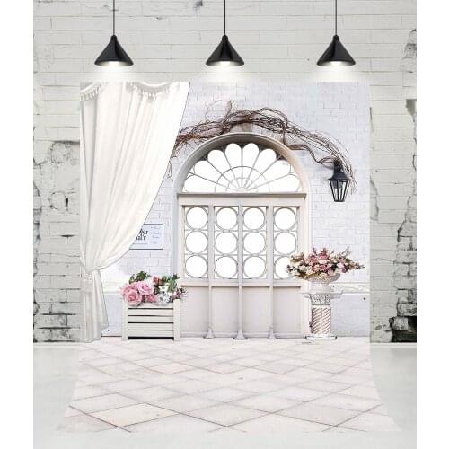VinylBDS Indoor Wedding Decoration Photography Backdrops Curtains and Flowers Photo Studio Kids Background for Children Props
