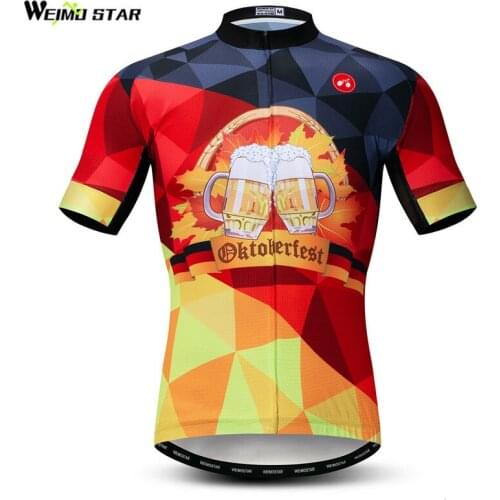 Weimostar Germany Beer Cycling Jersey Team Sport Cycling Clothing Breathable Bicycle Shirt Summer Mens Mountain Bike Jersey Top