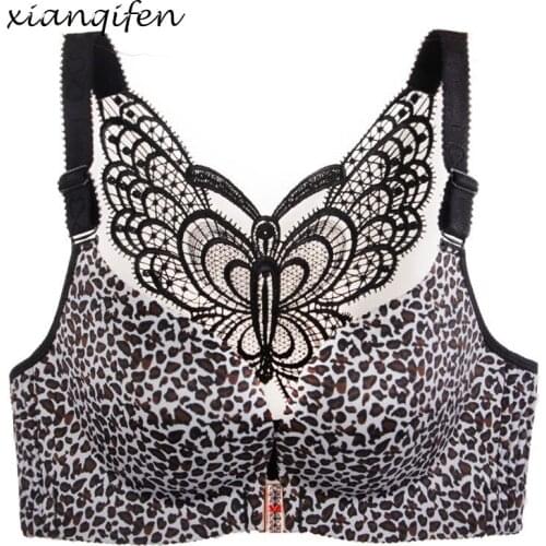 Xianqifen Sexy Leopard Seamless Bras for Women Lingerie Beauty Back Front Closure Plus Size Push up Bra Gether Brassiere Fashion