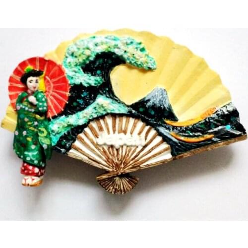 Japan Dancing Girl Fanst 3D Fridge Magnets World Travel Souvenirs Refrigerator Magnetic Sticker Home Decoration