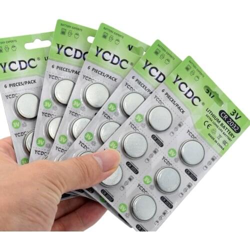 YCDC 36-120pcs Wholesale 3V Lithium Button Coin Cell Battery CR2032 DL2032 KCR2032 Dispisable Batteries for Watch Remote