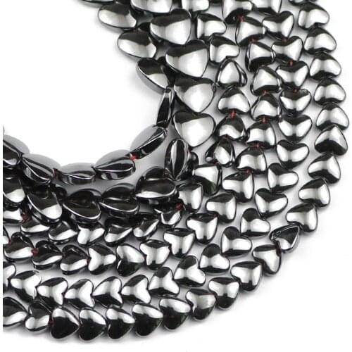 YHBZRET 6/8mm Natural Black Hematite Stone Peach heart spacer Loose beads for Jewelry Making DIY bracelets necklace accessories