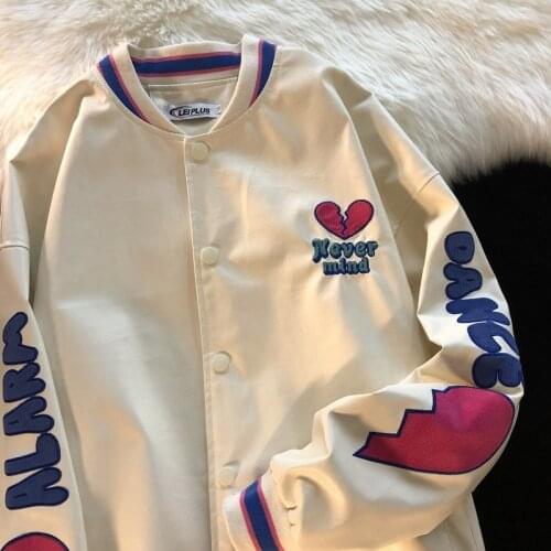 Korean version of love embroidery wild ladies jacket couple breasted loose casual bear coat 2021 autumn and winter new jackets