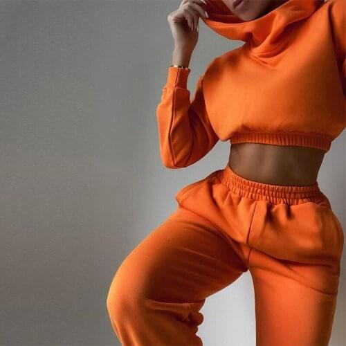 2021 Autumn Winter Thick Warm Two Piece Set Women Hooded Pullover+harem Pant Suits Female Tracksuits Fleece Hoodies Outfits