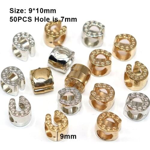 10*9mm 50/100pcs Big Hole Bead CCB Horseshoe Buckle Beads Silver Plated Spacer European Bead for Jewelry Making (not Metal)