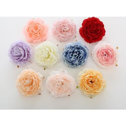 7Colors 8cm 50PCS Round Core Peony Artificial Flower Head Realistic Simulation Flowers For Wedding Decoration