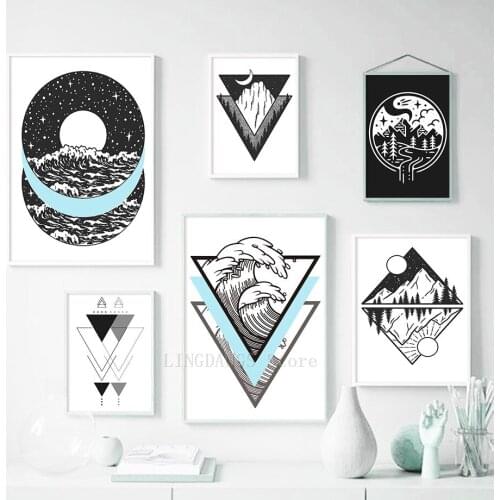 5D DIY Diamond Painting Abstract Geometric Sea Mountain Landscape Diamond Mosaic Nordic Embroidery Cross Stitch Kits Home Decor