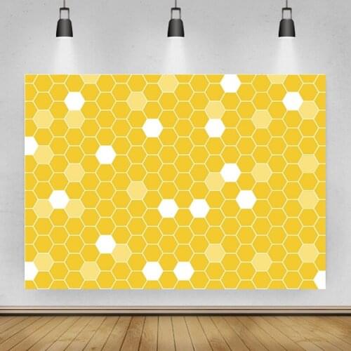 White and Yellow Honeycomb Six Grid Portrait Photography Background Vinyl Backdrop Birthday Party Photocall Studio Props