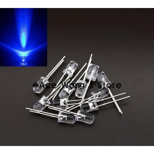 Free shipping 1000pcs 5MM Transparent Round LED Blue Light Colour light emitting diode / F5mm