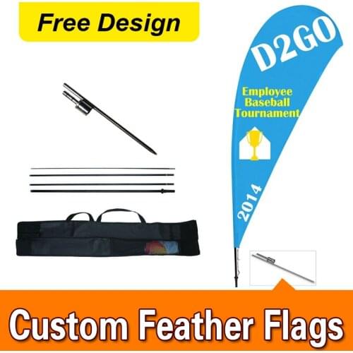 Free Design Free Shipping Double Sided Inground Spike Teardrop Flags Banners Signs Advertising Feather Flags Pole Feather Signs