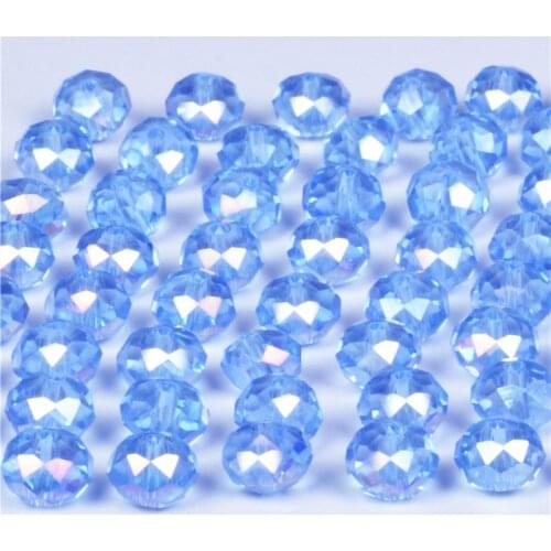 4 6 8mm Light Blue AB Austria Spacer Rondelle Crystal Beads for Needlework Women Diy Accessories Pearls Loose Facet Glass Beads