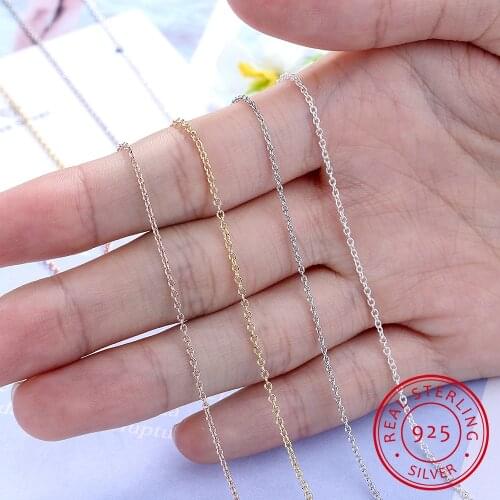 Classic Basic Chain 100% 925 Sterling Silver Lobster Clasp Necklace Chain Fine Jewelry for Women 40CM Link Chain YNC089