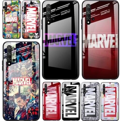 Tempered Glass Cover Marvel Avengers Logo For Huawei Honor 30 20 10 9X 8X Pro Plus Lite Phone Case Shell