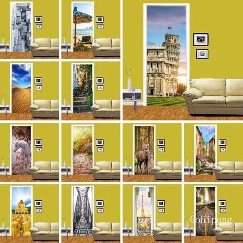 Door Stickers Spiral Outside Scenery Decorative Vinyls Removable Porta Sticker Murals Deursticker Apartment Bedroom Room Decor