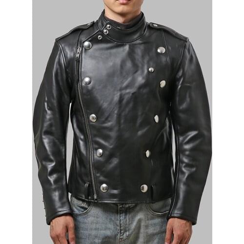 HD J31 Read Description! Asian Size Mens Genuine Thick Heavy Cowhide Leather Coat Vintage Looking Stylish Rider Jacket