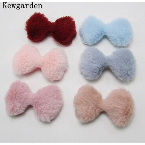 Kewgarden DIY Hair Bow Brooch Material Accessories Imitation Rabbit Plush Bow Handmade Bowknot 30 Pcs/ lot