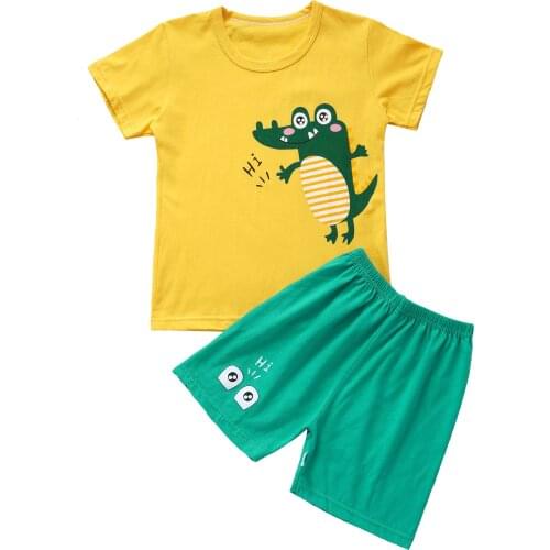 Cartoon 2021 Summer Childrens Clothing Baby Boys Short Sleeve T-shirt Tops Shorts Childs Casual Cotton Clothes Boys T-shirts