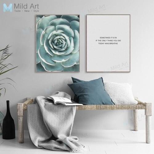 Minimalist Green Succulent Plant Life Quote Poster Nordic Living Room Wall Art Print Picture Home Decor Canvas Painting Custom