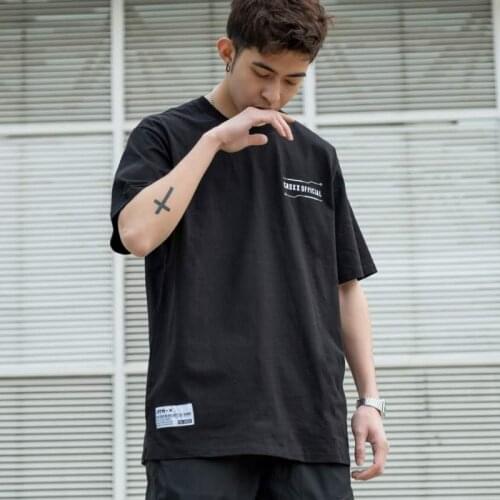 CROXX Techwear Mens Black Graphic Cotton T-shirt 'Palm Print' Hip Hop Style Punk Fashion