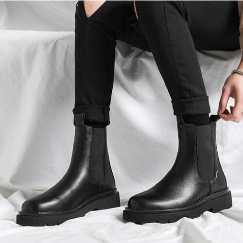Martin Boots Mens High-Top British Korean Tooling Boots All-Match Trendy Shoes Spring And Autumn Middle-Top Mens Boots