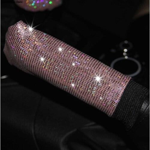 Flash Gold Printing Handbrake Cover Gear Set Two-piece Set Round Gear Head Gear Handle Cover Car Interior Decoration Luxury