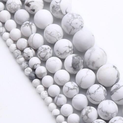 Natural Stone Matte Howlite White Turquoises Loose Beads for Jewelry Making Accessories 4 6 8 10 12mm Necklace Bracelet DIY
