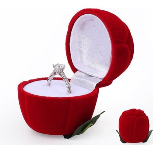 New Christmas Series Red Rose Wedding Rings Jewelry Gifts Box 21 Style Available For Women Earring Jewellery Holder For Portable