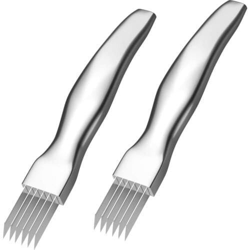 2 Pack Shred Silk the Knife Stainless Steel Vegetable Chopper Onion Garlic Cutter Food Kitchen Speedy Chopper