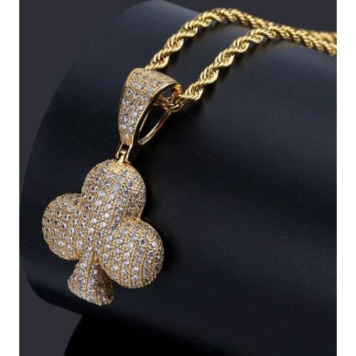 Playing cards 4 color styling personality pendant micro-inlaid zircon men and women necklace