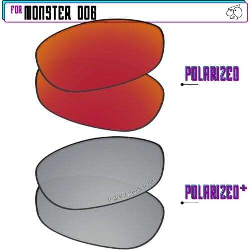 EZReplace Polarized Replacement Lenses for - Oakley Monster Dog Sunglasses - Silver P Plus-Red P