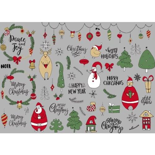 Christmas Elements Applique On Clothes Tops Fashion Appliqued Diy Vinyl Heat Transfer Transfer Iron-On Bag Shirt