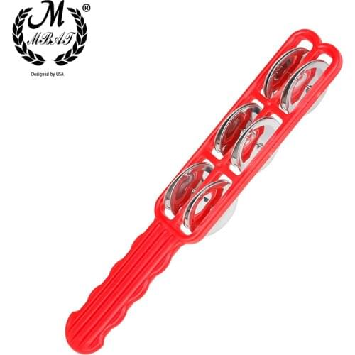 M MBAT Hand Bell Baby Rattle Portable Percussion Instrument Kids Musical Gift Child Educational Toy Tambourine Six Bell Cymbals