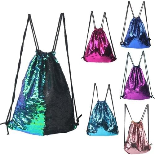 Aosbos 2019 Sequin Drawstring Backpack Foldable Sports Gym Bag Outdoor Women Men Training Fitness Bags Drawstring Bag for Shoes