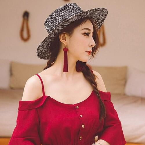 New Fashion Tassel Earrings for Women Bohemian Cotton Silk Fabric Long Fringe Red Drop Dangle Earrings 2020 Female Jewelry