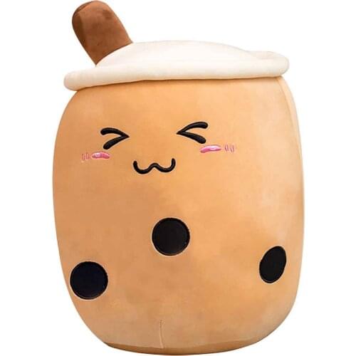 Cute Cartoon Real-Life Bubble Tea Cup Shaped 24cm Pillow Super Soft Back Cushion Kids Toys Birthday Gift Stuffed Funny Toys
