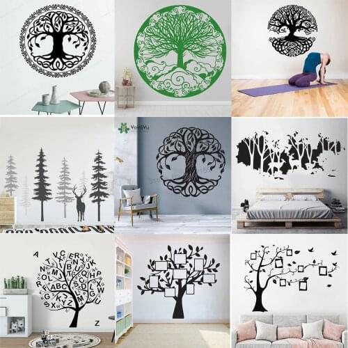 Vinyl Tree Mandala Wall Stickers Tree Of Life Decals Bedroom Decoration Removable Circle Trees Wallpaper Home Yoga Mural HY9988
