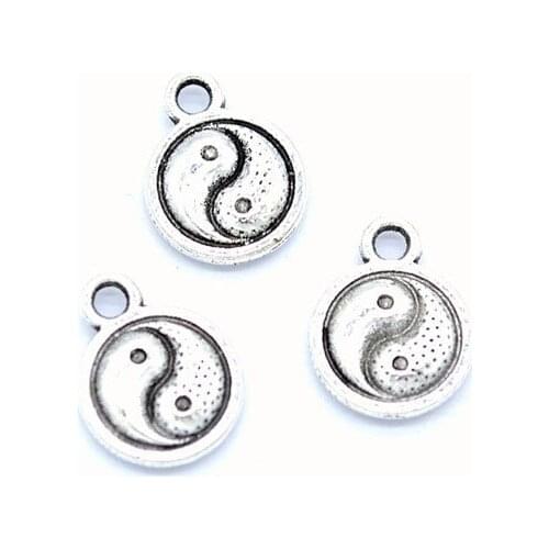 25pcs/lot Vintage Antique Silver TaiChi YingYang Charms Pendant Fit Bracelets Necklace DIY Metal Jewelry Making