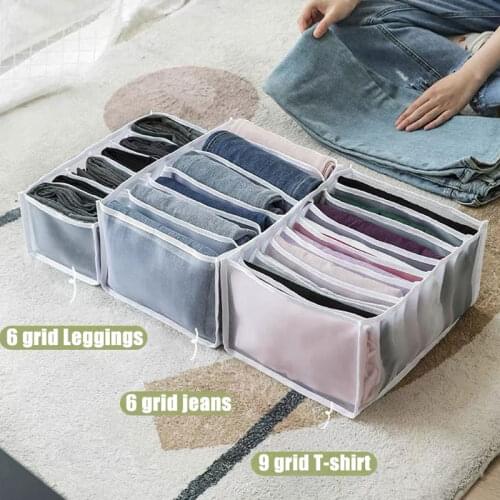 T-shirt Jeans Pants Compartment Storage Box Closet Clothes Drawer Mesh Separation Box Stacking Drawer Divider Can Washed
