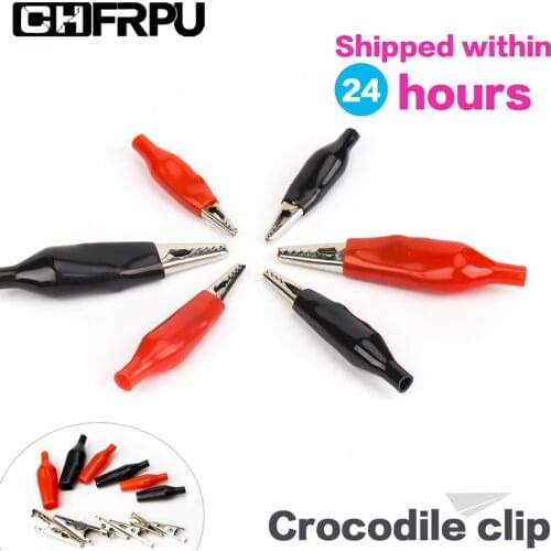 10PCS Metal Crocodile clip Electrical test probe insulation Plastic sheath Red Black Car emergency connector crimps for wires