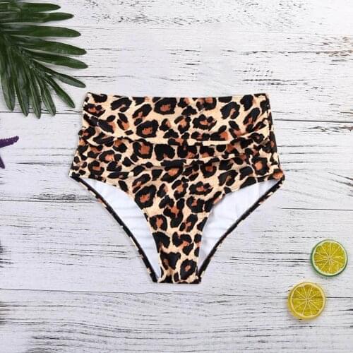 Panties Women High Waisted Bikini Swim Panties Shower Swimming Bathing Leopard Printing Shorts Bottom Panty Calcinha Feminina