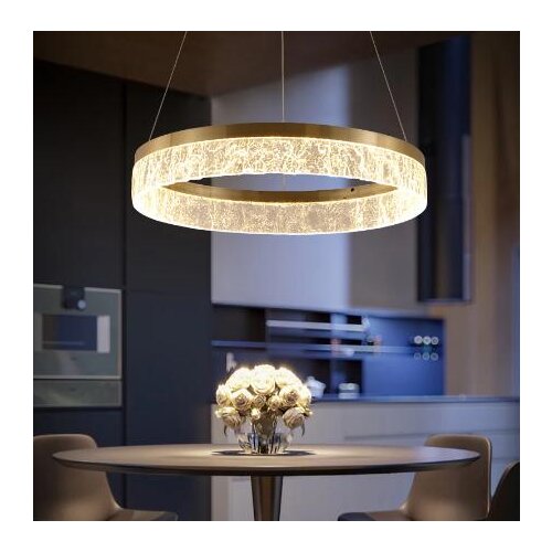 Nordic Golden Chandelier Ring Resin Texture Lampshade Light Luxury Modern Villa Duplex Living room Dining room Bedroom Lamp