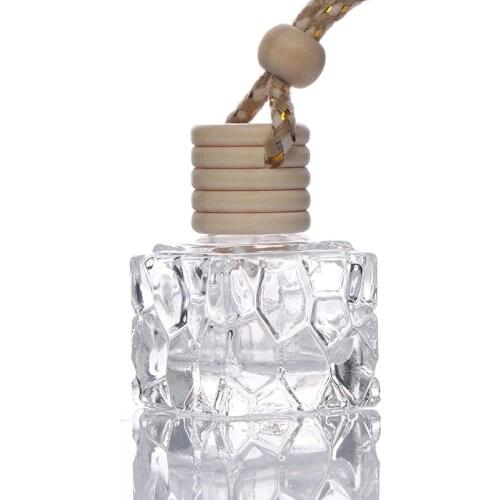1Pc Car 10ml square hanging empty glass perfume bottles pendant car ornament