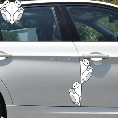 2 x New Styling Cute Big Hero 6 Baymax Car Sticker Reflective Whole Body Car Door Trunk Stickers Decal Waterproof Vinyl