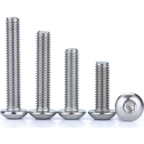 20PCS M3 M4 304 Stainless Steel Length 6mm-30mm Hex Socket Round Screws Bolts