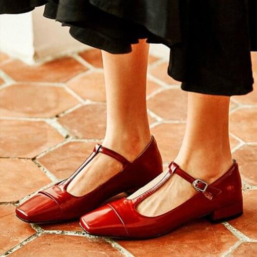2021 Women Square Toe PU Patent Leather Flat Ladies Buckle Casual Shoes Female Solid Elegant Office Summer Footwear Plus Size