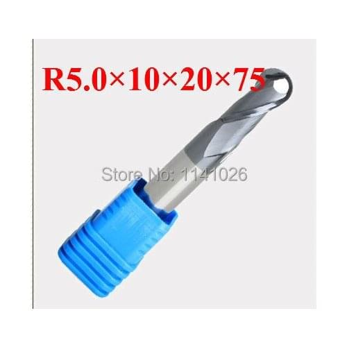 2F R5.0*10*20*75,Spiral Bit Milling Tools, Carbide Ball Nose End Mill, the lathe tool,boring bar,cnc,machine