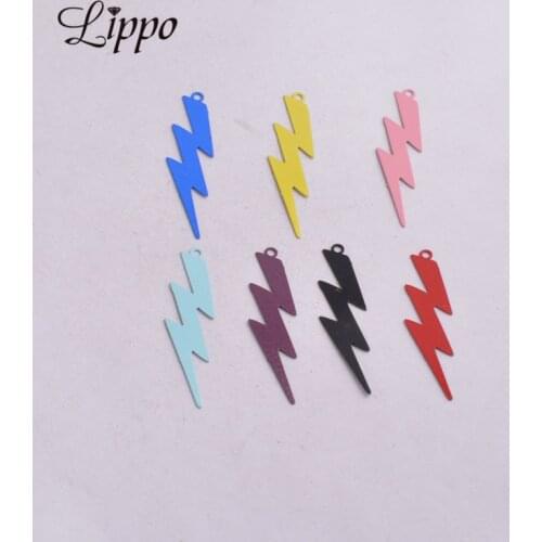 50pcs AC9509 10mm*36mm Lightning Shape Charms Spacer Bolt Pendants Diy Jewelry Findings