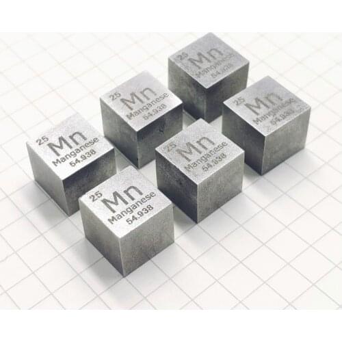 99.7% Pure Manganese Mn10mm Cube Carved Element Periodic Table