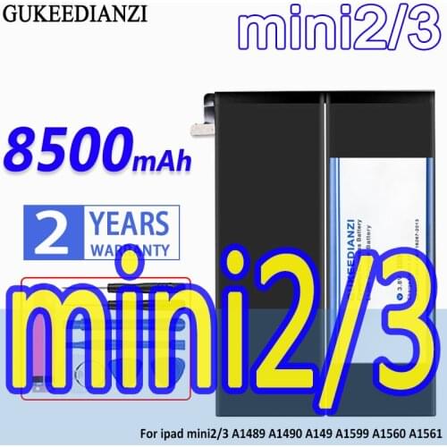 High Capacity GUKEEDIANZI Battery 8500mAh For iPad mini 2 / 3 A1489 A1490 A149 A1599 A1560 A1561 mini2 mini3